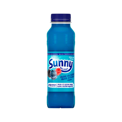 Alcampo SUNNY DELIGHT Refresco refrigerado con sabor a frutas del bosque SUNNY DELIGHT BLUE botella de 31 centilitros