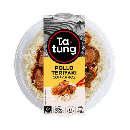 Alcampo TA-TUNG Pollo teriyaki con arroz listo para calentar y comer 250 g