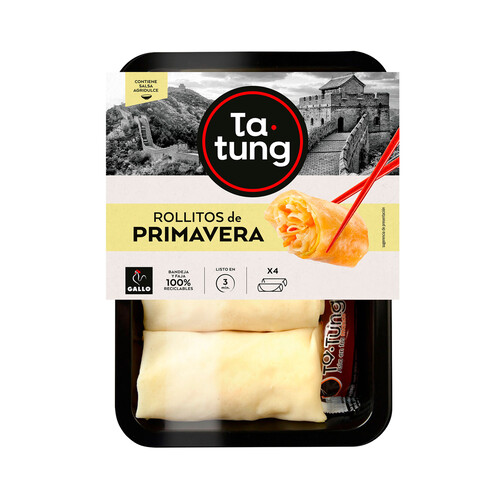 Alcampo TA-TUNG Rollitos de primavera con sobre de salsa listos para calentar y comer TA-TUNG 280 g