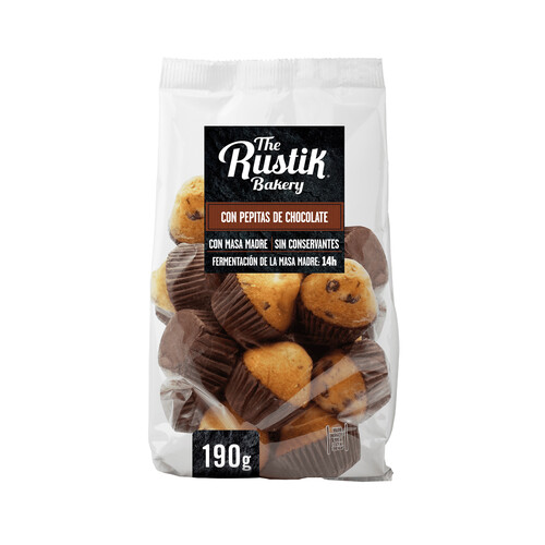 Alcampo THE RUSTIK BAKERY Magdalenas mini con pepitas de chocolate 18 uds. 190 g