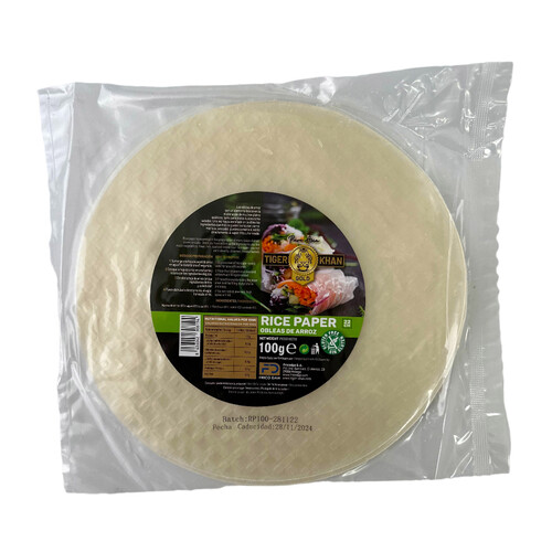 Alcampo TIGER KHAN Obleas de arroz para rollitos sin gluten 100 g