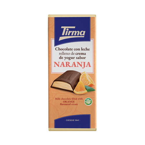 Alcampo TIRMA Chocolate con leche relleno de crema de yogur sabor naranja 103 g