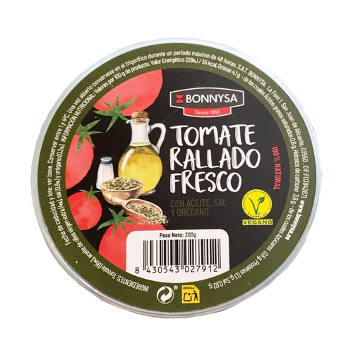 Alcampo Tomate rallado con orégano BONNYSA Tarrina de 200g