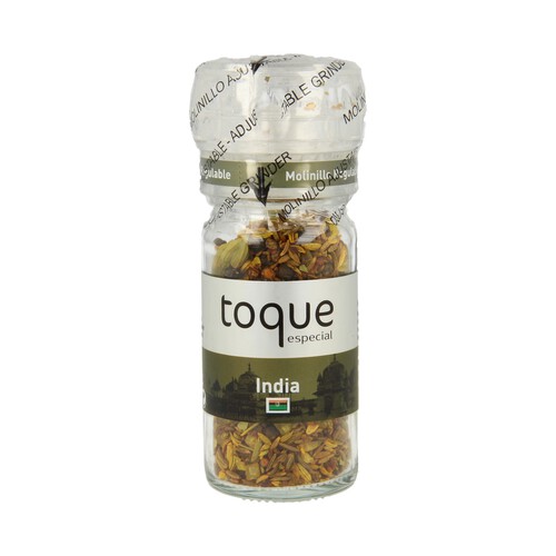 Alcampo TOQUE Sazonador India ideal para sopas verduras a la plancha o pollo al horno TOQUE frasco de 40 g
