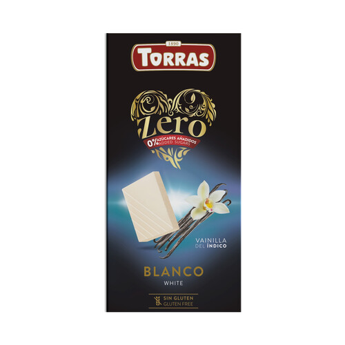 Alcampo TORRAS Chocolate blanco con vainilla sin azúcares añadidos 100 g