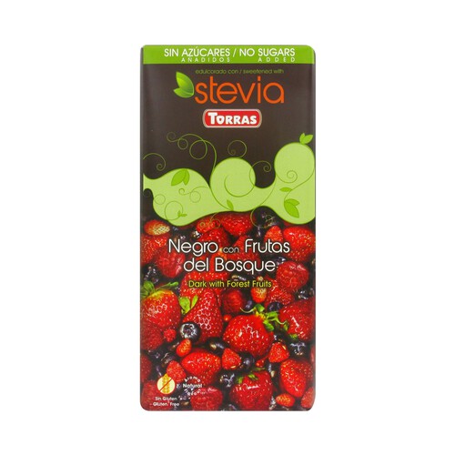Alcampo TORRAS Chocolate negro frutos del bosque con stevia 125 g