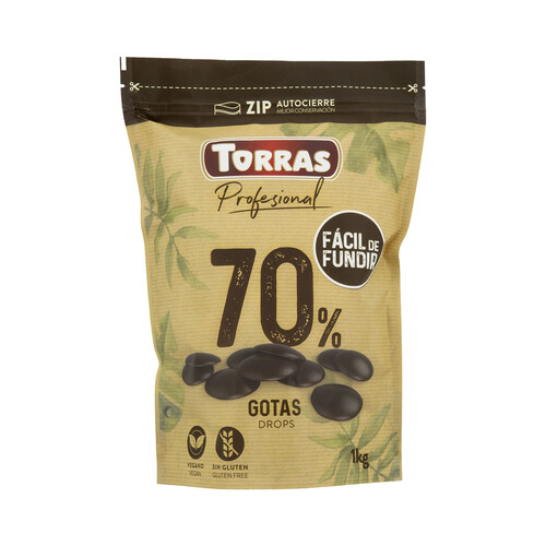 Alcampo TORRAS Cobertura de chocolate con un 70% Cacao 1 kg