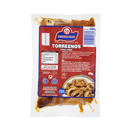 Alcampo Torreznos frescos para freir elaborados sin gluten ni lactosa SEGUNDO SANZ 500 g