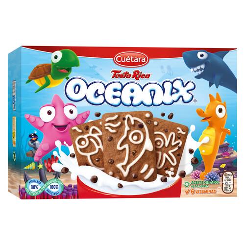 Alcampo TOSTA RICA Oceanix de Cuetara Galletas de chocolate con divertidos dibujos marinos 400 g