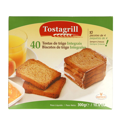 Alcampo TOSTAGRILL Biscottes (rebanadas) de trigo integral 40 uds. 300 g