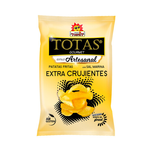 Alcampo TOTAS Gourmet Patatas fritas con sal marina extra crujientes estilo artesanal bolsa 130 g