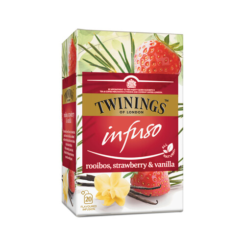 Alcampo TWININGS Infusión de rooibos con aroma de fresa y vainilla 20 uds de 2 g