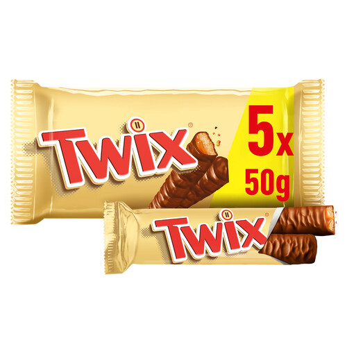 Alcampo TWIX Barritas de chocolate con caramelo 5 uds. 50 g