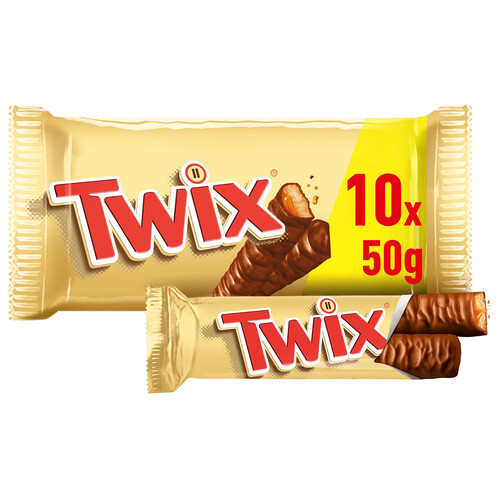 Alcampo TWIX Barritas de chocolate con caramelo y galleta 10 uds. 50 g