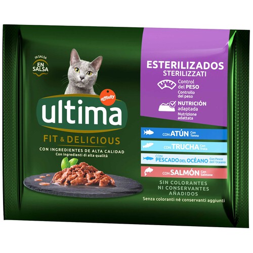 Alcampo ULTIMA Alimento para gatos esterilizados húmedo ULTIMA 4 uds. x 85 g