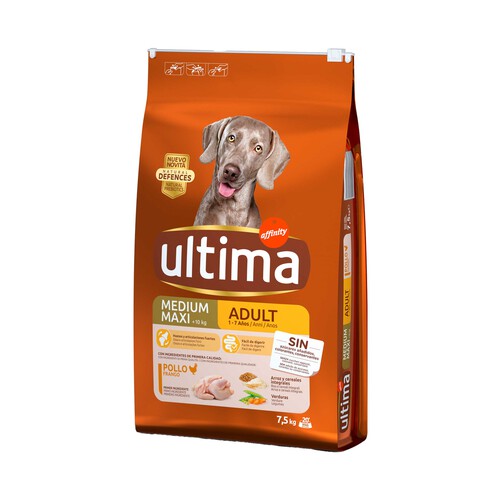 Alcampo ULTIMA Comida para perro adulto a base de rico pollo y arroz 7 5 kilos