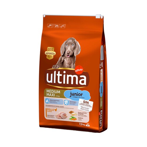 Alcampo ULTIMA Comida para perro cachorro entre 2 y 12 meses a base de pollo y arroz ÚLTIMA Affinity 7 5 kilog
