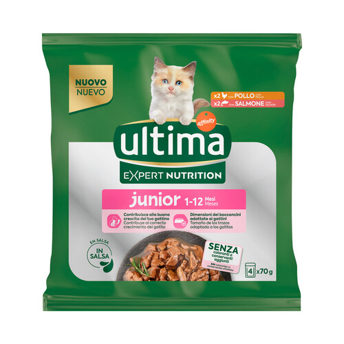 Alcampo ULTIMA Expert nutrition Alimento en trozos en salsa para gatitos de 1 a 12 meses 4 x 70 g