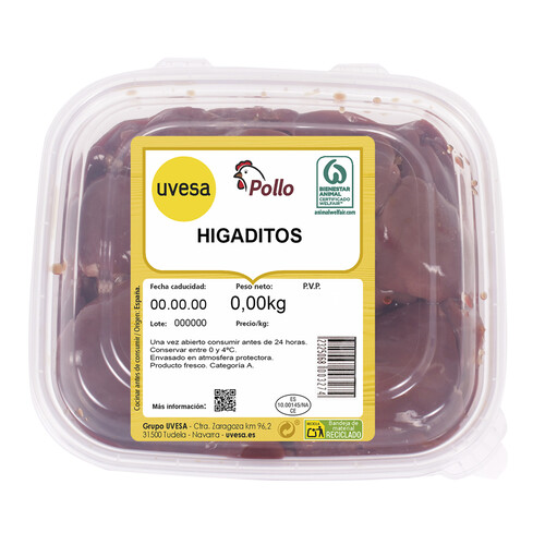 Alcampo UVESA Tarrina de higaditos frescos de pollo