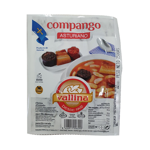 Alcampo VALLINA Compango asturiano para fabes (panceta curada chorizo y morcilla asturianos ahumados) 250 g