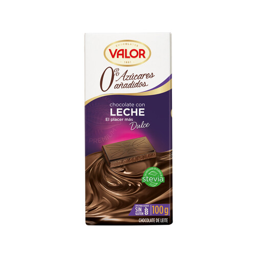 Alcampo VALOR Chocolate con leche 0 % azúcares añadidos 100 g