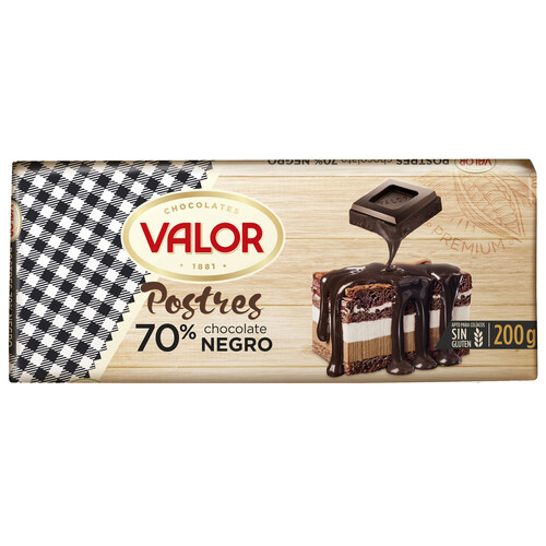 Alcampo VALOR Chocolate negro 70% especial para fundir 200 g