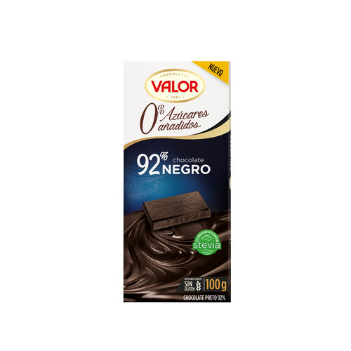 Alcampo VALOR Chocolate negro 92 % cacao sin azucares añadidos 100 g