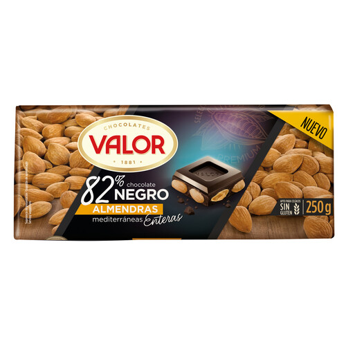 Alcampo VALOR Chocolate negro con almendras 82 % cacao 250 g