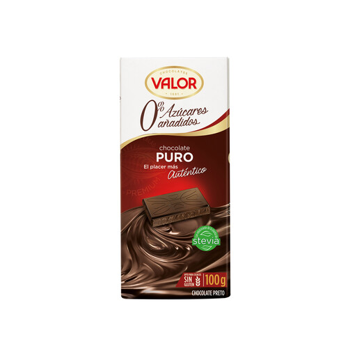 Alcampo VALOR Chocolate puro 52 % cacao. 0 % azúcares añadidos 100 g