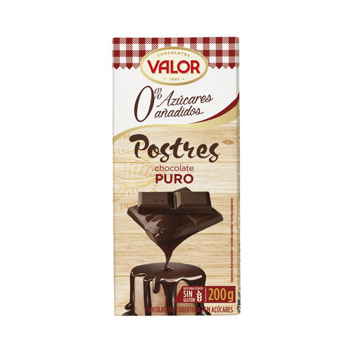 Alcampo VALOR Chocolate puro 52% cacao especial postres 200 g