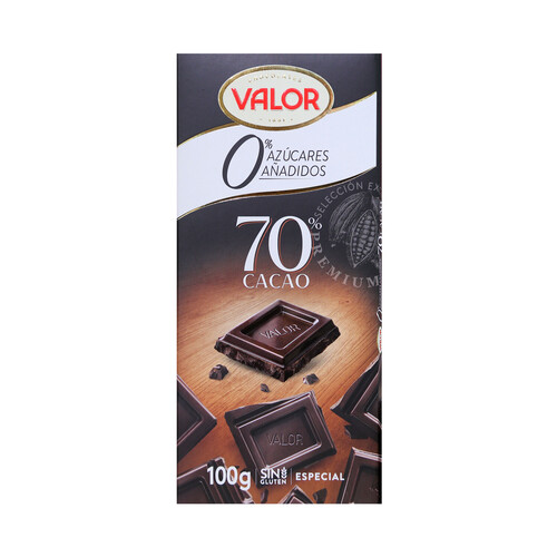 Alcampo VALOR Chocolate sin azúcar añadido negro 70 % 100 g