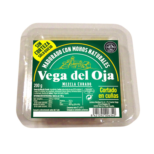 Alcampo VEGA DEL OJA Queso mezcla curado cortado en cuña madurado con mohos naturalers VEGA DEL OJA 200 g