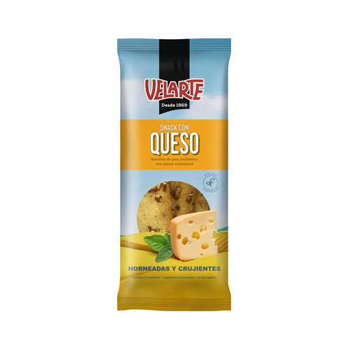 Alcampo VELARTE Barritas de pan crujiente con queso Emmental y orégano 80 g