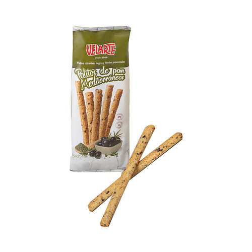 Alcampo VELARTE Palitos de pan con aceite de oliva negra y hierbas provenzales 65 g