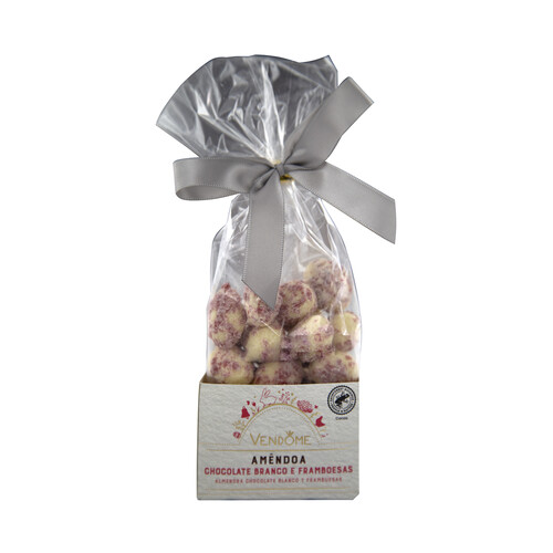 Alcampo VENDOME Almendras con cobertura de chocolate blanco y copos de frambuesa 150 g