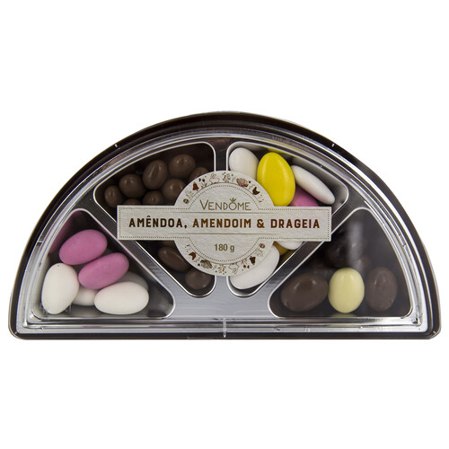 Alcampo VENDOME Surtido de almendras cacahuetes y grageas cubiertas de chocolate con leche 180 g