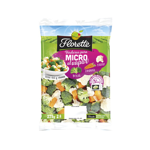 Alcampo Verduras para microondas al vapor (coliflor brócoli y zanahoria) FLORETTE 275 g