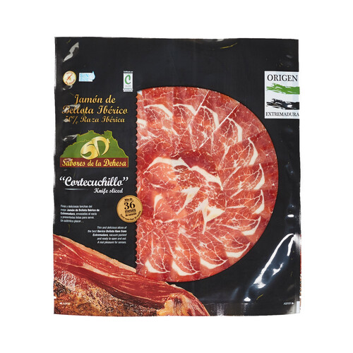 Alcampo VILLAR Jamón de bellota ibérico (50% raza ibérica) cortado en lonchas corte de cuchillo VILLAR Sabores de la dehesa 100 g