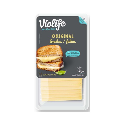 Alcampo VIOLIFE Especialidad vegana con aceite de coco y vitamina B12 con sabor a original cortada en lonchas VIOLIFE 200 g
