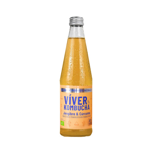 Alcampo VIVER Kombucha ecológica de cúrcuma y jengibre VIVER KOMBUCHA 330 ml