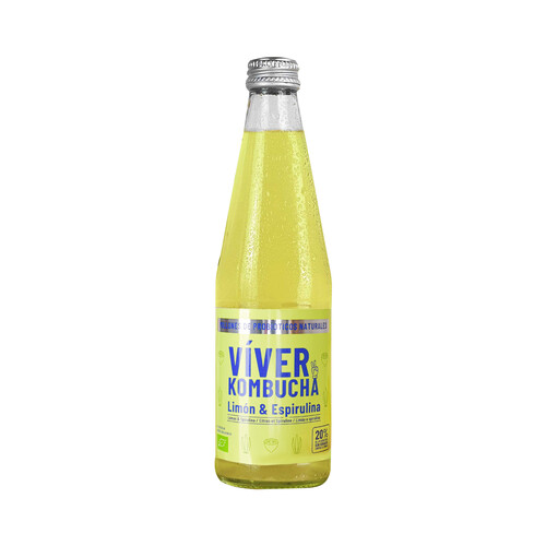 Alcampo VIVER Kombucha ecológica de limón y espirulina VIVER KOMBUCHA 330 ml