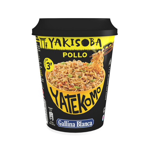 Alcampo YATEKOMO Fideos Orientales (noodles) de pollo Yakisoba vaso de 93 g