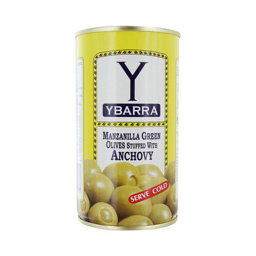 Alcampo YBARRA Aceitunas verdes manzanilla rellenas de anchoa YBARRA lata de 150 g