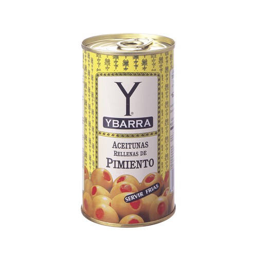 Alcampo YBARRA Aceitunas verdes manzanilla rellenas de pimiento YBARRA lata de 150 g