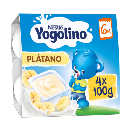 Alcampo YOGOLINO de Nestlé Postre lácteo de plátano adaptado para bebés desde 6 meses 4 x 100 g