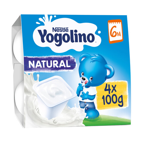 Alcampo YOGOLINO de Nestlé Postre lácteo natural adaptado para bebés a partir de 6 meses 4 x 100 g