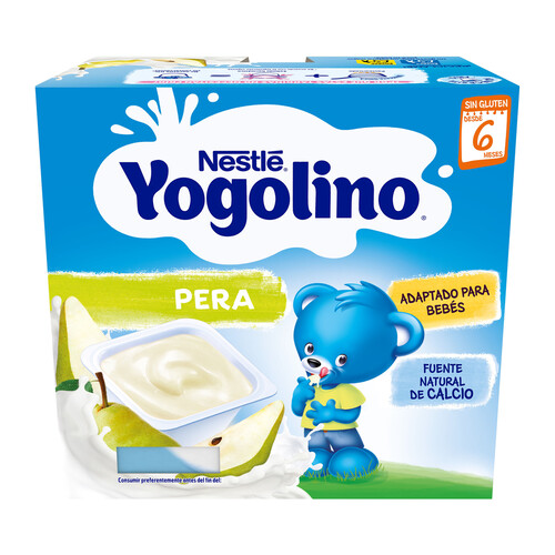 Alcampo YOGOLINO Postre lácteo de pera adaptado para bebés a partir de 6 meses YOGOLINO de Neslté 4 x 100 g