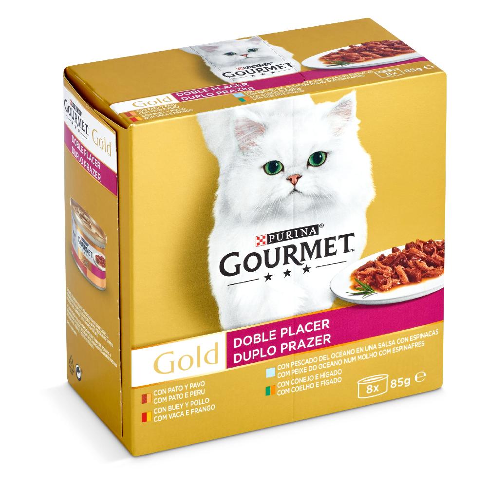 Dia Alimento para gatos doble sabor Gourmet lata 8 x 85 g
