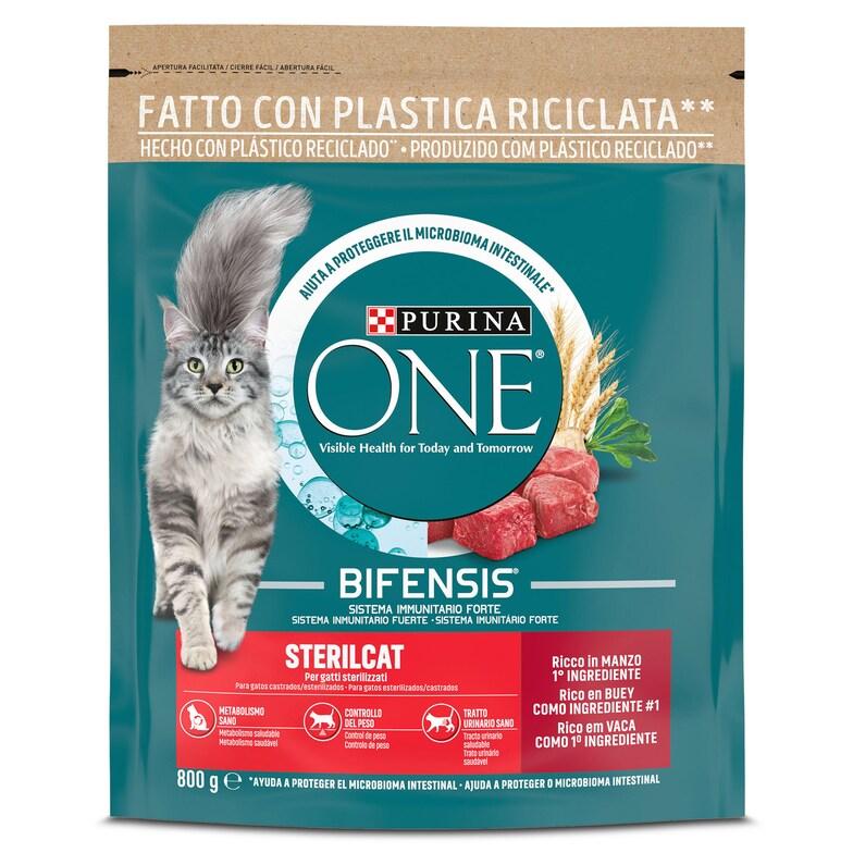 Dia Alimento para gatos esterilizados rico en buey Purina one bolsa 800 g