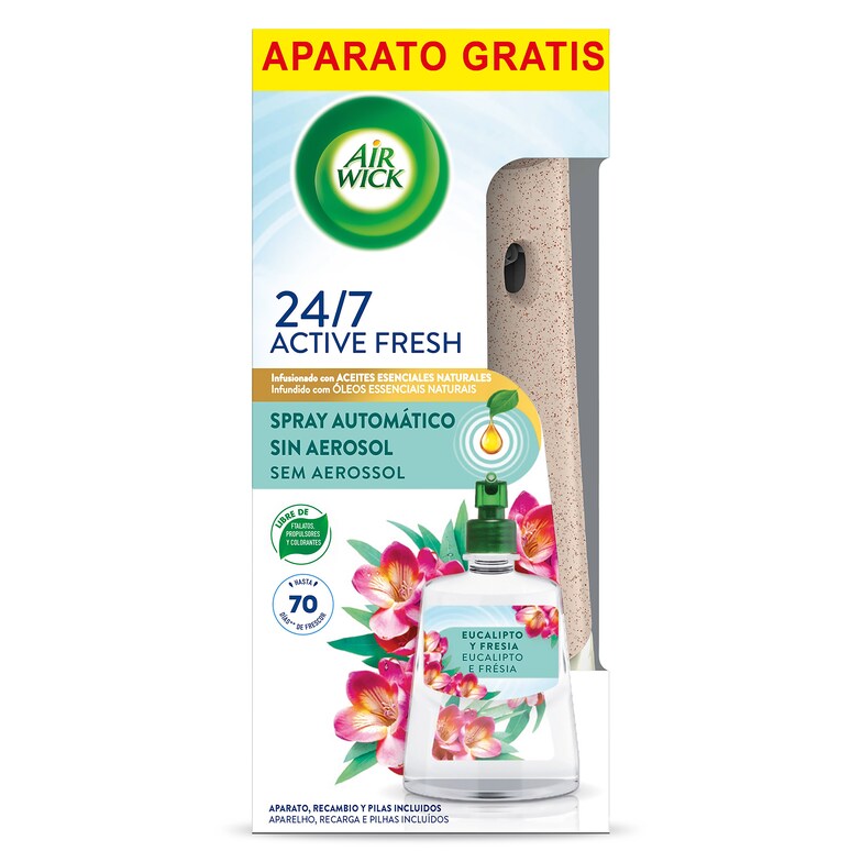 Dia Ambientador automático active fresh eucalipto aparato + recambio Air Wick spray 1 unidad